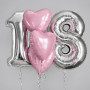 Шары-цифры «18» и 3 сердца