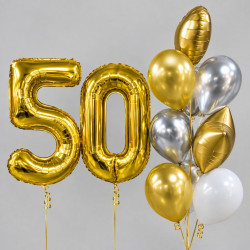 Шары-цифры «50» со связкой шаров